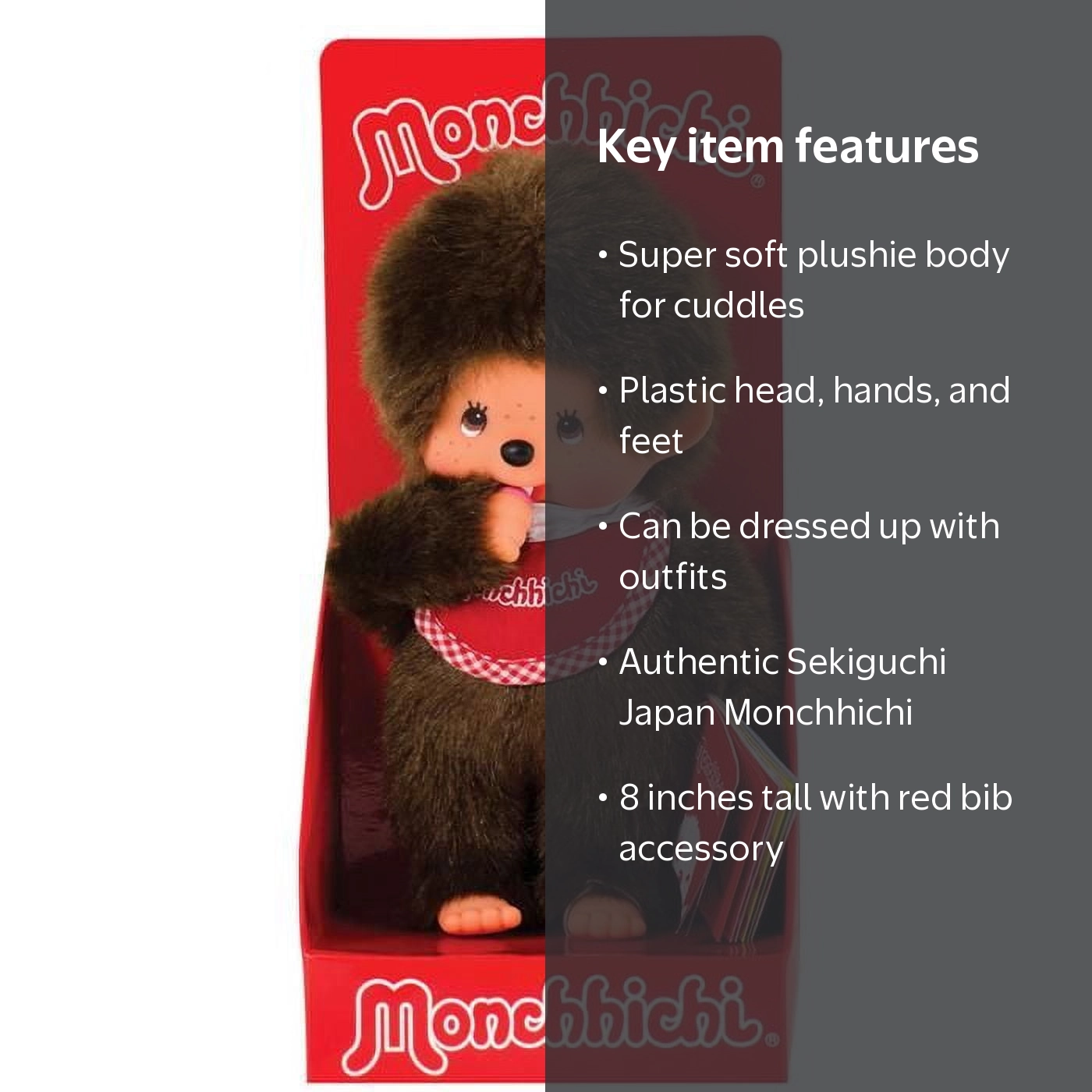 Monchhichi, Plush Toy, Classic Plush, Red bib, 8