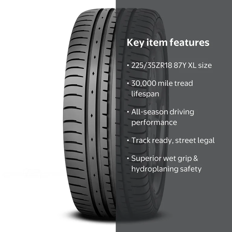 Accelera, Passenger Tire, 225/35ZR18 87Y XL, All Season - Walmart.com