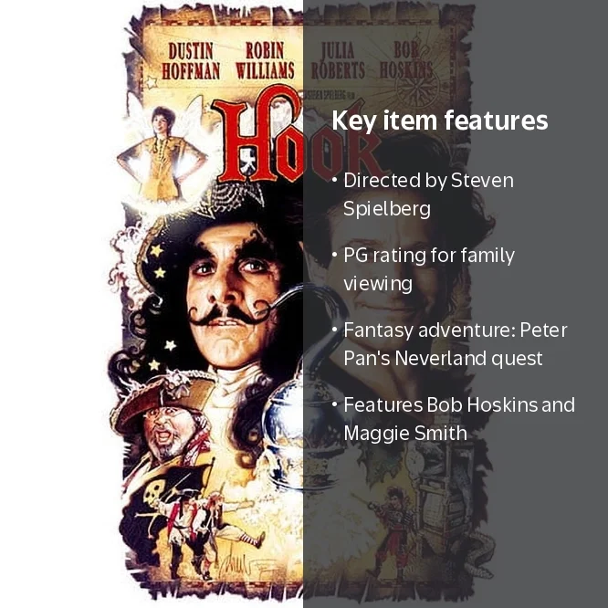 Sony Pictures Entertainment, DVD Movie, Hook, Action Adventure PG
