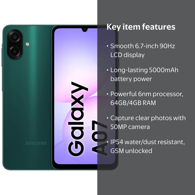 Brand New Samsung Galaxy A07 64GB + 4GB RAM Smartphone – GSM