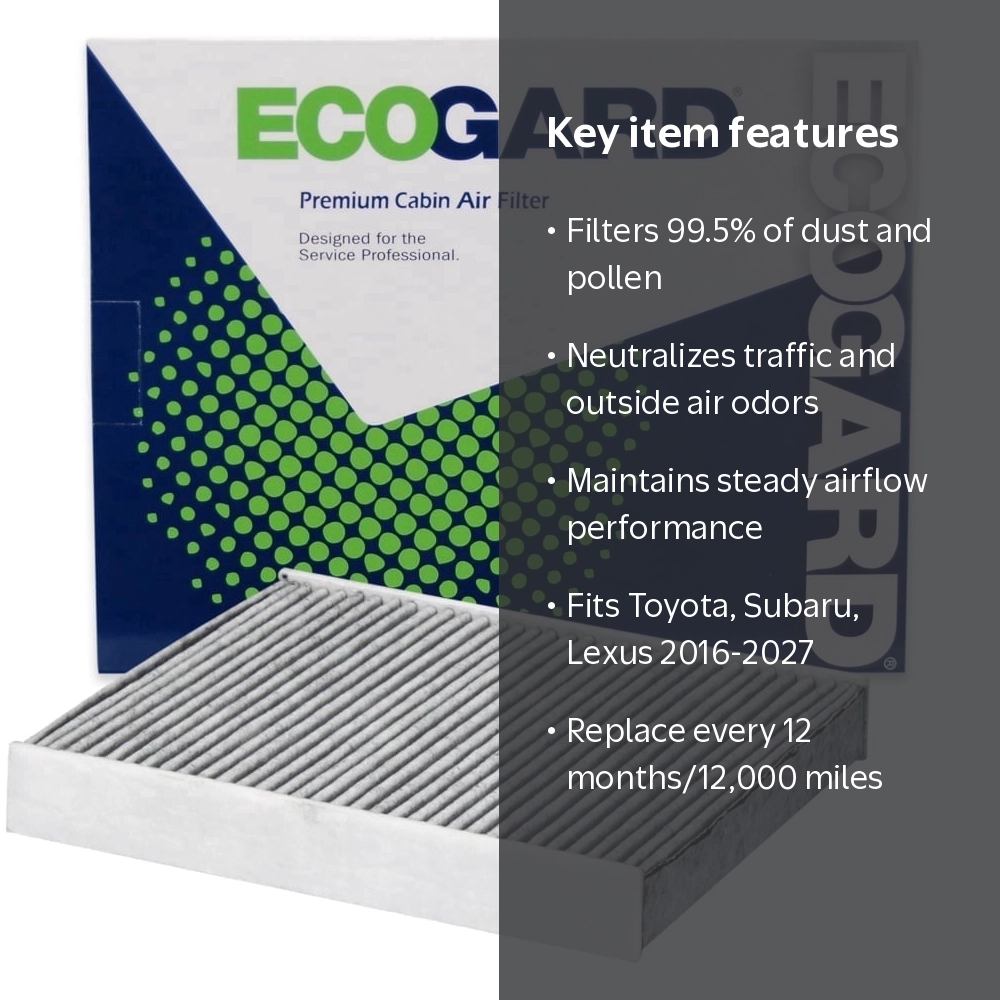 ECOGARD, Cabin Air Filter, XC10621C, with Activated Carbon