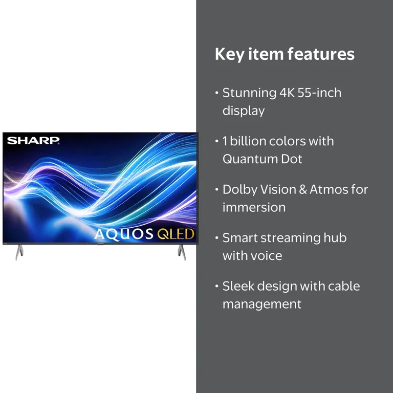 Sharp 55 inch Aquos QLED 4K Ultra HD Smart TV with Dolby Vision