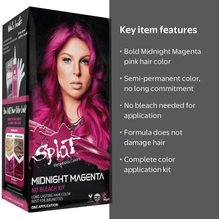 2PACK)Splat Midnight Magenta Hair Dye, Semi-Permanent Pink Hair