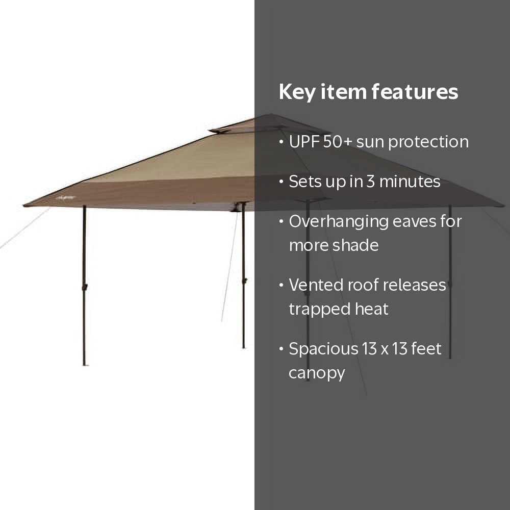 Coleman 2000004407 Instant Beach Canopy, 13 x 13 Feet, Beige/Brown