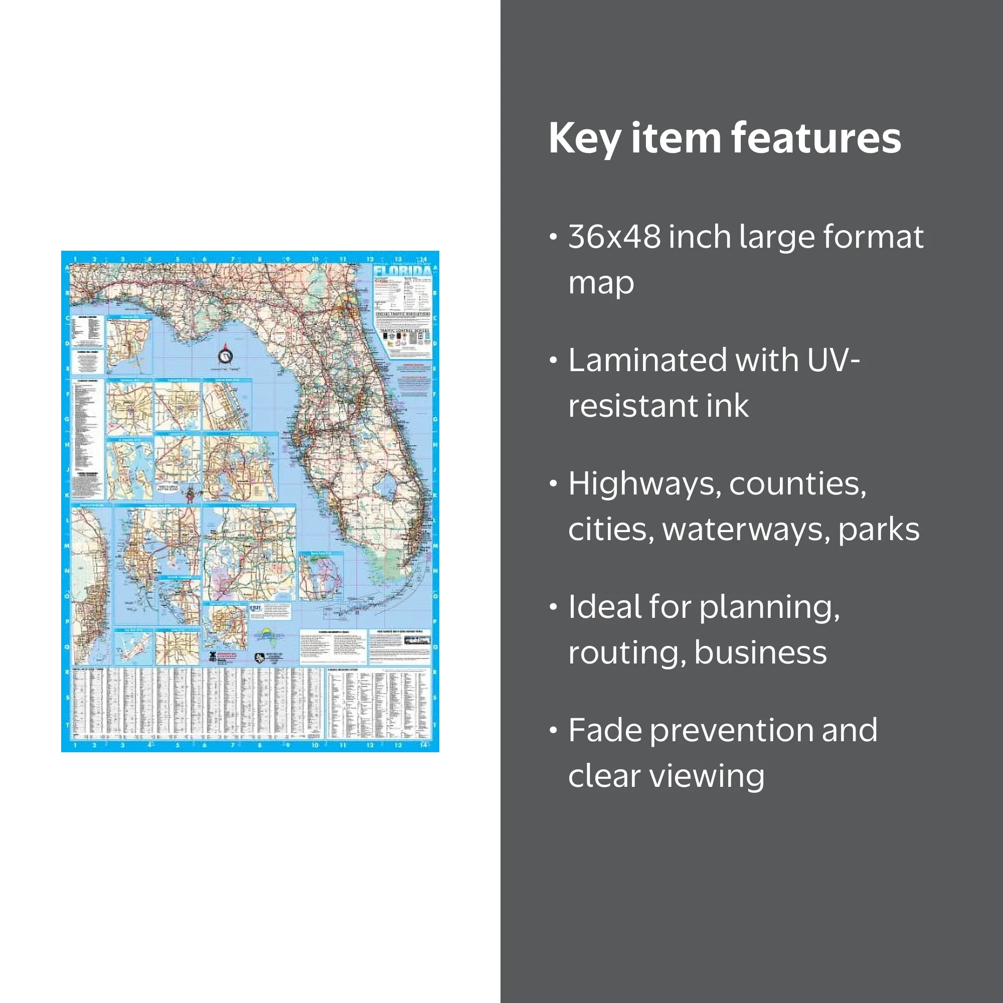Swiftmaps Florida State Laminated Wall Map 36