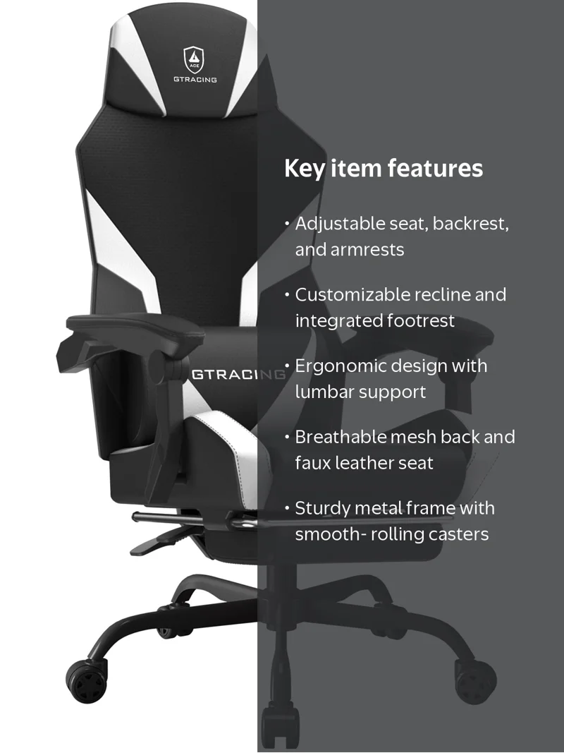 GTRACING LUFT-400 Mesh & Faux Leather Ergonomic Gaming and Office