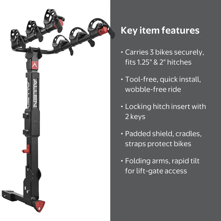 Allen Sports Premier Locking 3-Bicycle Hitch Mount Bike Rack