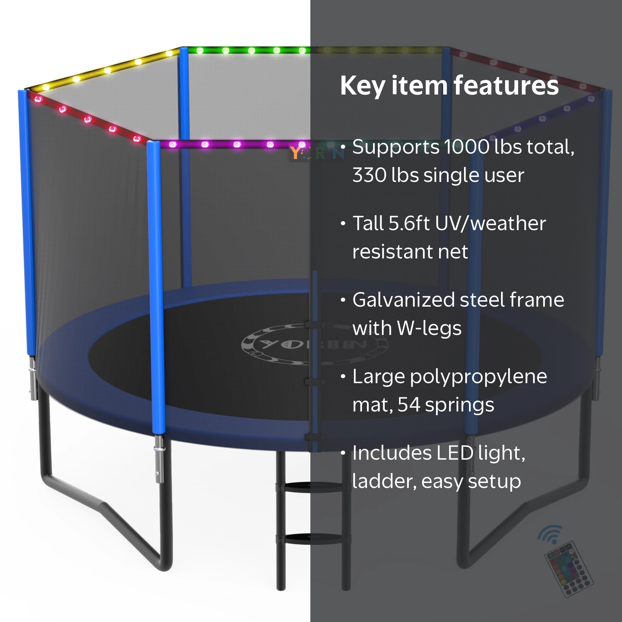 YORIN Trampoline for 3-4 Kids, 10 FT 8FT Trampoline with Enclosure