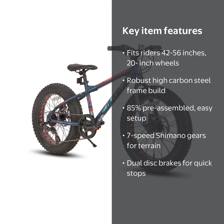 JOYSTAR HILAND 子供用　 20インチ　自転車 7段 HILAND, Kids Fat Tire Bike, Shimano 7-Speed, 20 inch Blue