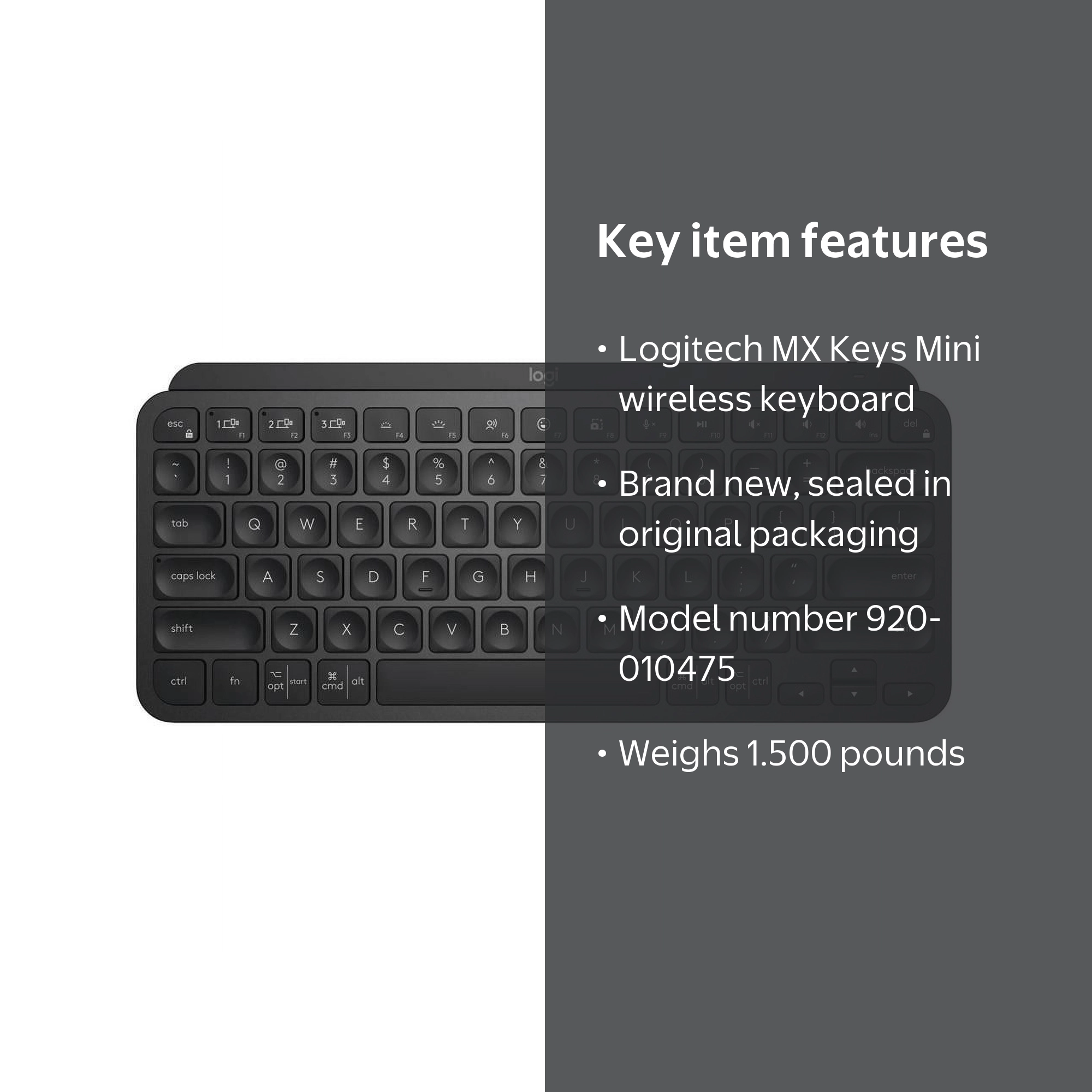Logitech MX Keys Mini Wireless Illuminated Keyboard, Compact