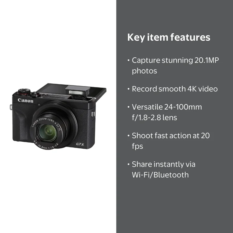 Canon, PowerShot G7 X Mark III Digital Camera, Black - Walmart.com