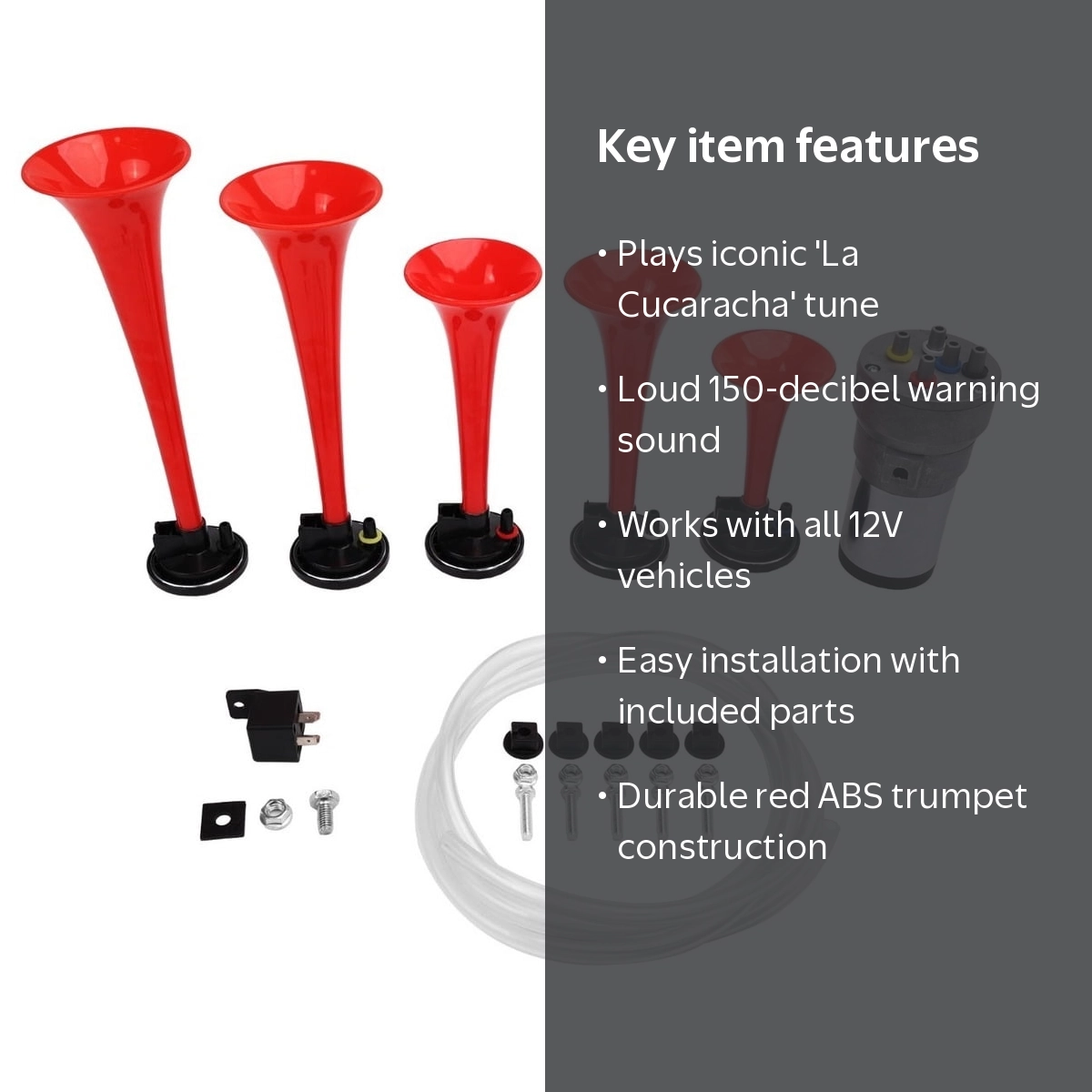 FARBIN Air Horns La Cucaracha Musical Horn 5 Trumpet Music Sound