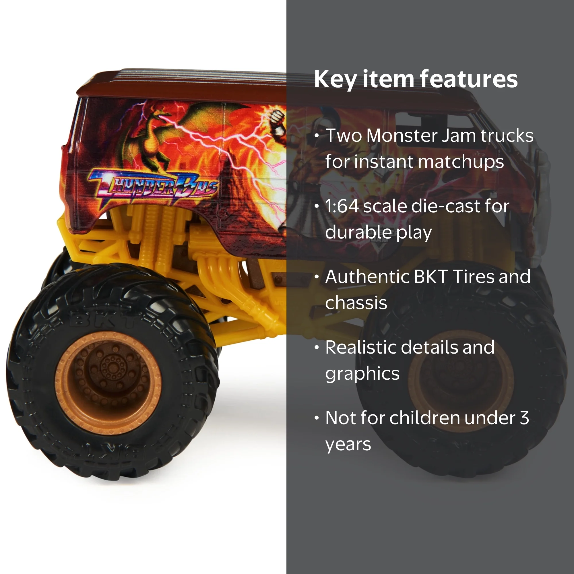 X-PLUS ガレージトイ　ネロンガ　レジン製 Monster Jam Knightmare Vs. Thunder Bus Monster Trucks 1:64 Scale