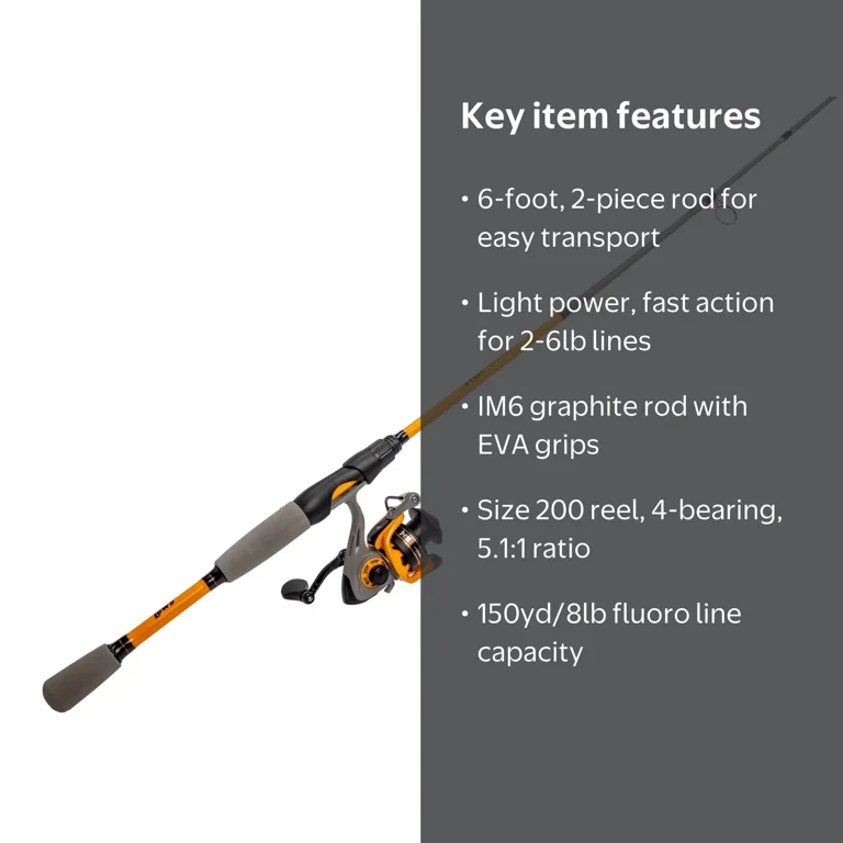 Lew's Hypersonic Spinning Reel & Rod Combo, 6ft, 200, Fast Action