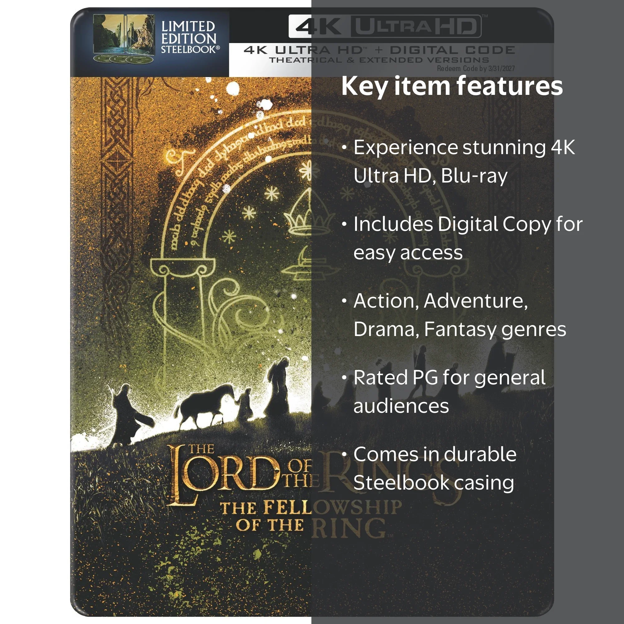 The Lord Of The Rings: The Fellowship Of The Ring (Steelbook) (4K