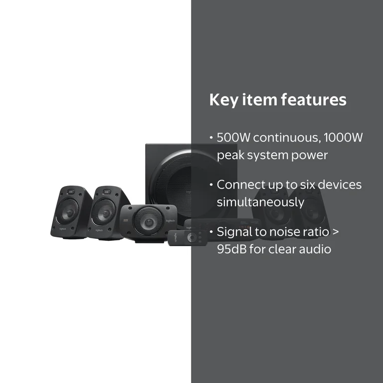 Logitech, Speakers, 5.1-Channel, 500W Dolby Surround Subwoofer