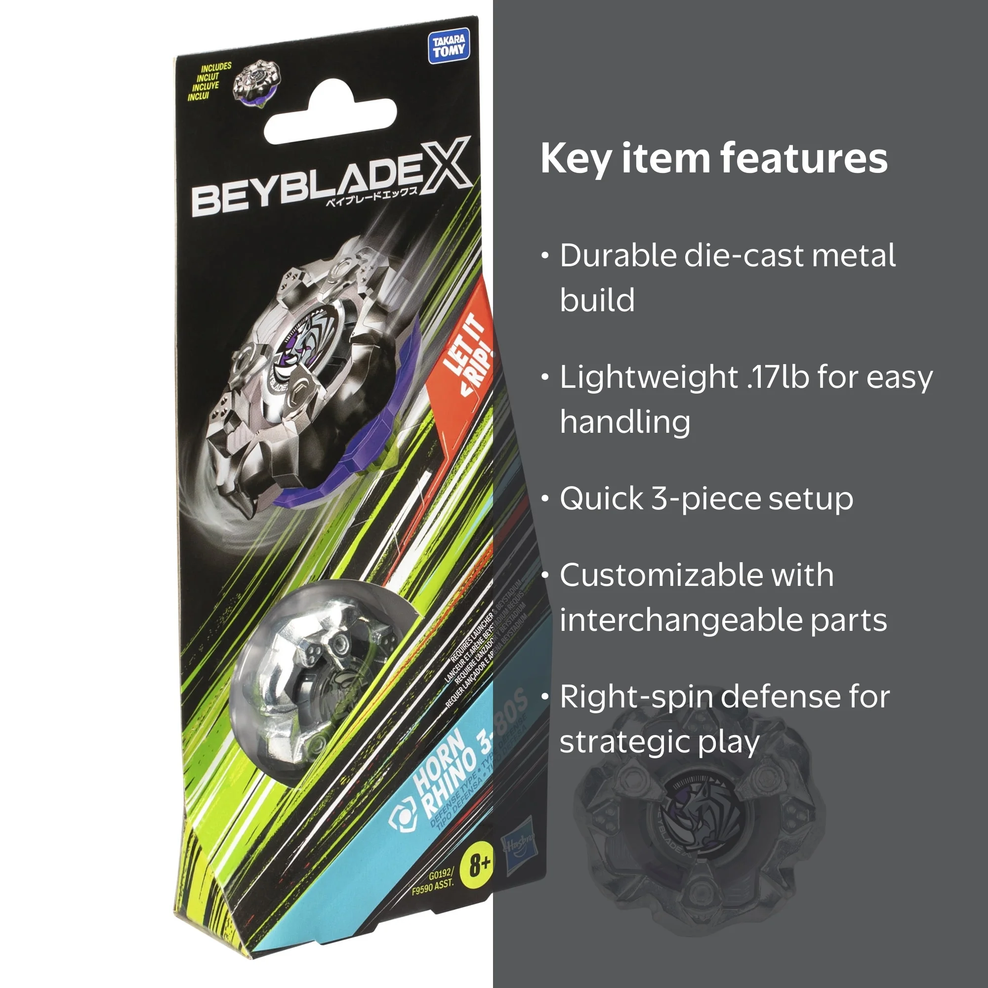 hyunhayo サノク　セット Beyblade, Horn Rhino 3-80S Booster Pack Set, Defense Type Battling
