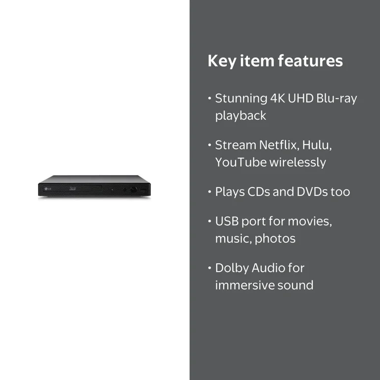 LG Multi DVD Blu-ray Player with Wi-Fi Services & HD Streaming