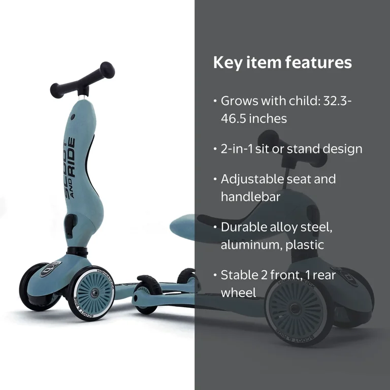 Scoot & Ride 2-in-1 Ride-On & Stand Scooter, Ages 1-5, Highwaykick
