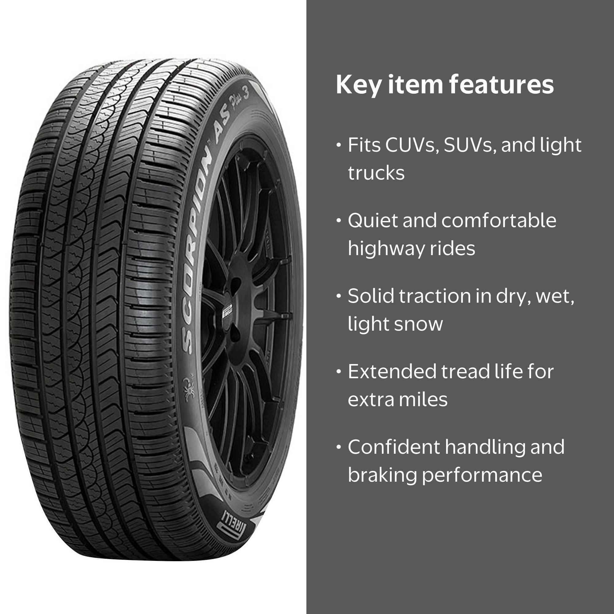 Pirelli, Tire, All Season Plus 3, 225/65R17, 102H, SUV and Light