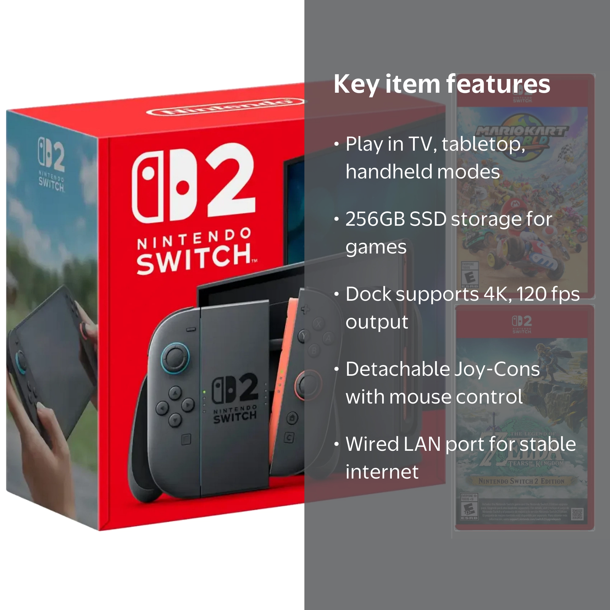Nintendo Switch 2 Console with Mario Kart World & The Legend of