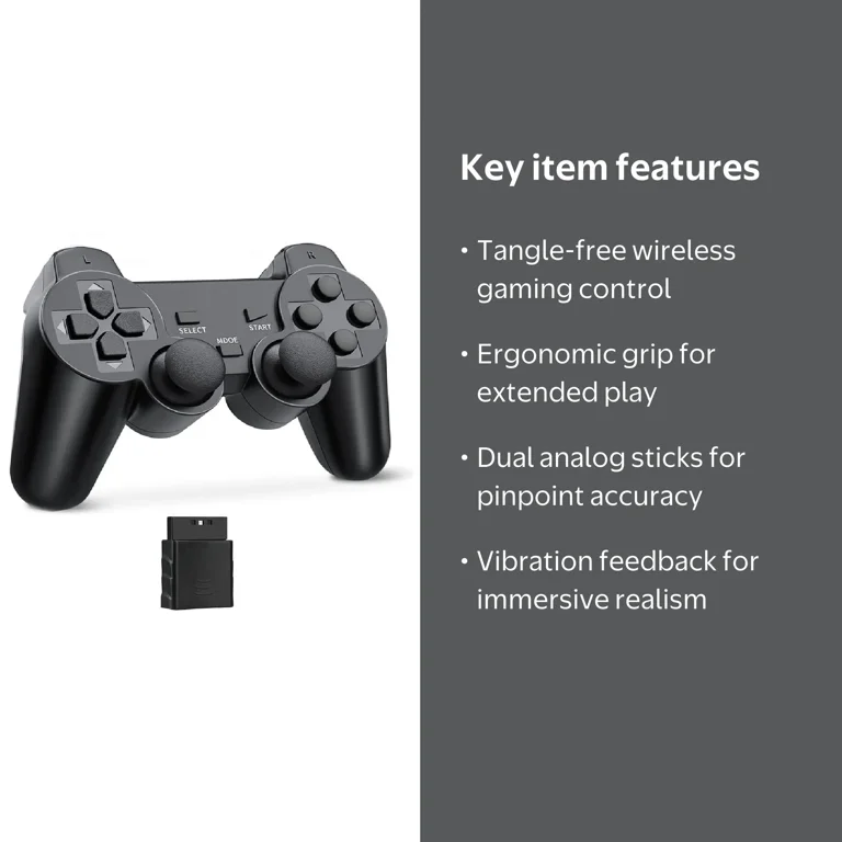 RetroFam PS2 Controller Wireless for Playstation 2 Game Console