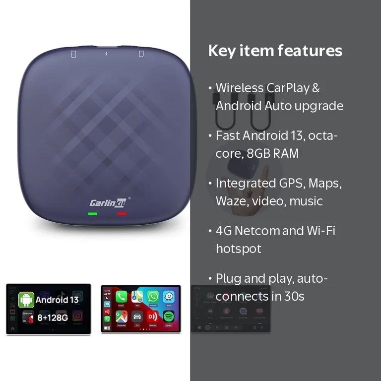 Carlinkit Tbox Plus, Android 13.0 Wireless CarPlay&Android Auto AI