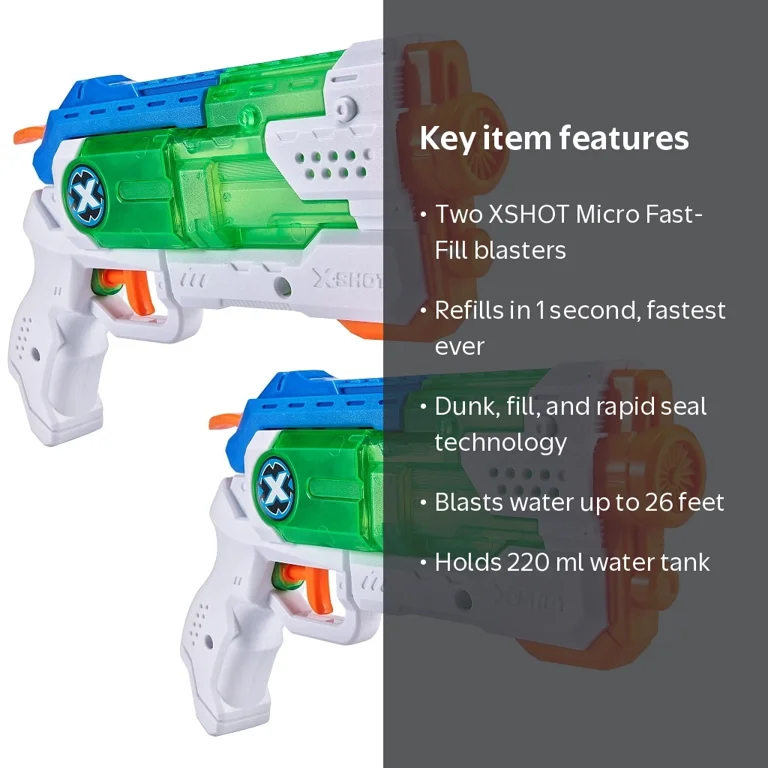 XSHOT Water Blaster, Micro Fast-Fill, Double Pack for Ages 5+