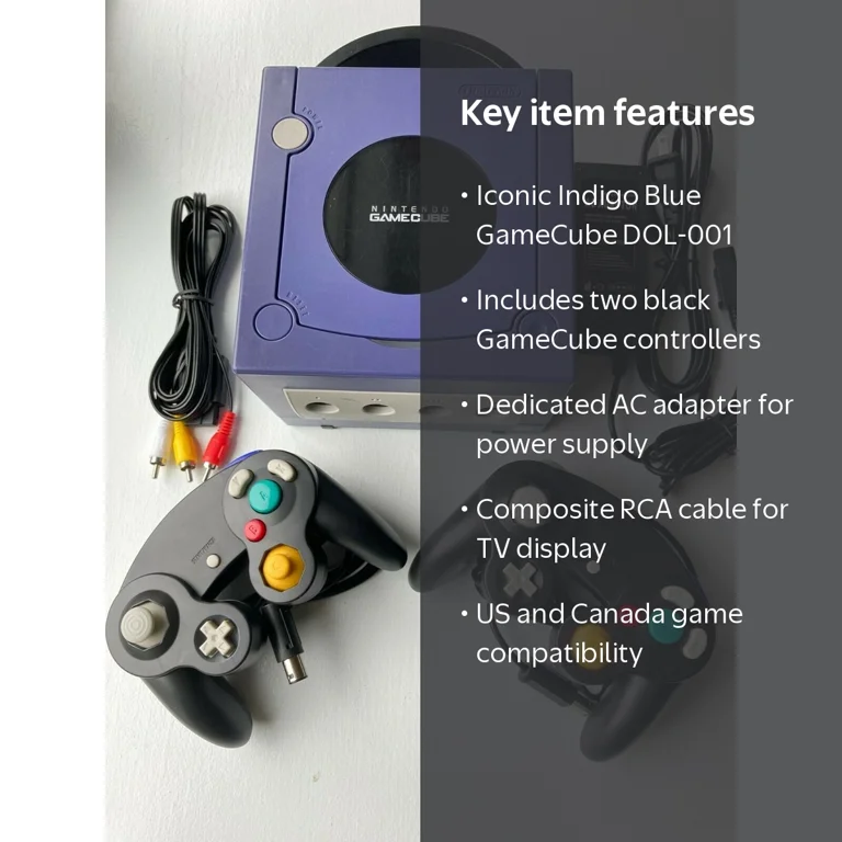 Nintendo GameCube Indigo Blue Console, 2 Controllers, Bundle