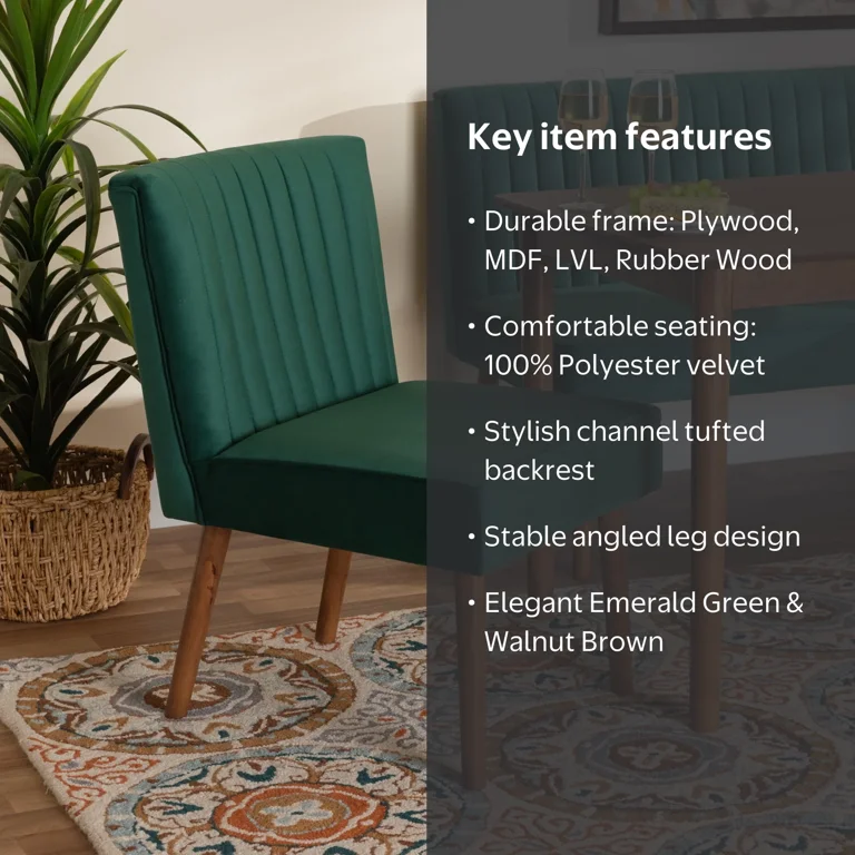 Baxton Studio Alvis Mid-Century Modern Emerald Green Velvet