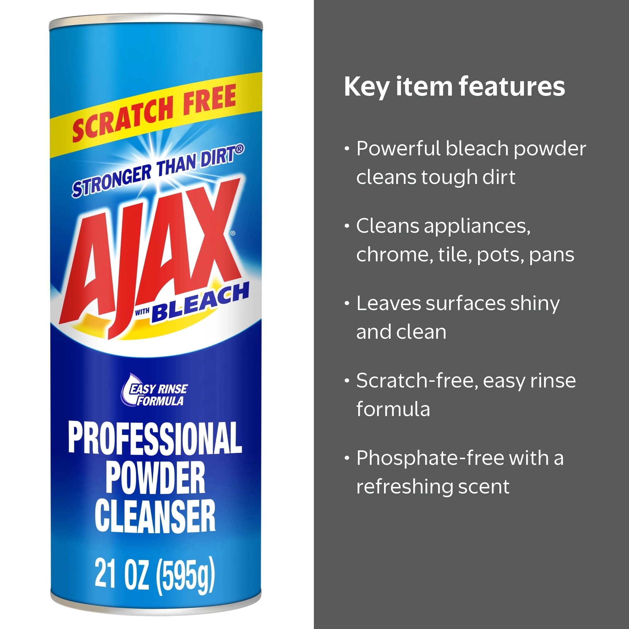 Ajax Powder Cleanser with Bleach, Multi-Purpose, Stronger Than