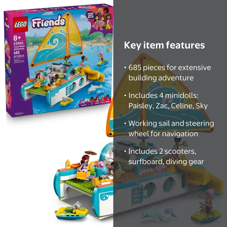 LEGO, LEGO Friends Travel Boat Adventure, 42664, Pretend Play Toy