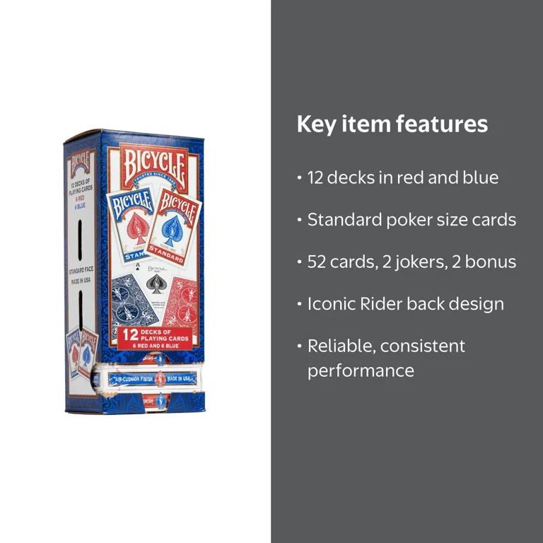 Bicycle, Standard 808 Playing Cards, 12-pack, Red and Blue