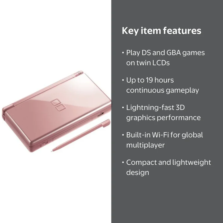 Nintendo, Handheld Game Console, DS Lite Metallic Rose