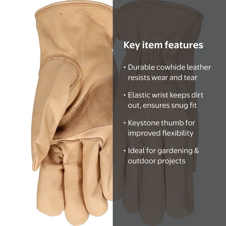 Expert Gardener Durable Leather Gloves Large for Outdoor Work