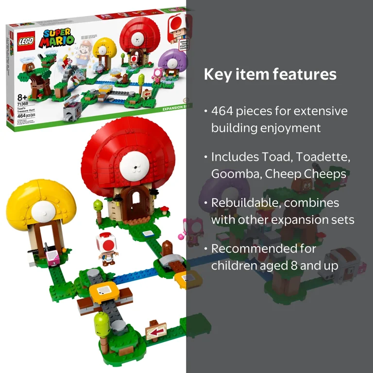 LEGO Super Mario Toad‚Äôs Treasure Hunt Set 71368, 464 Pieces