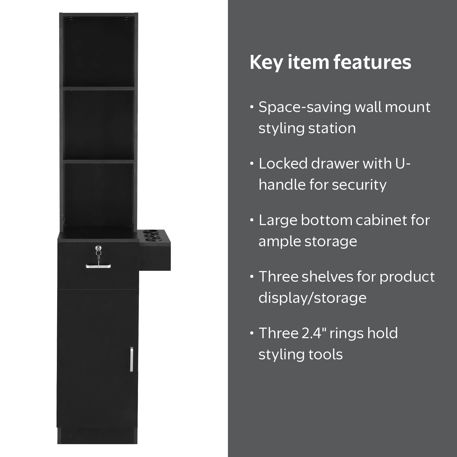 Zimtown Hair Styling Storage Locker, Wall Mount, Black - Walmart.com