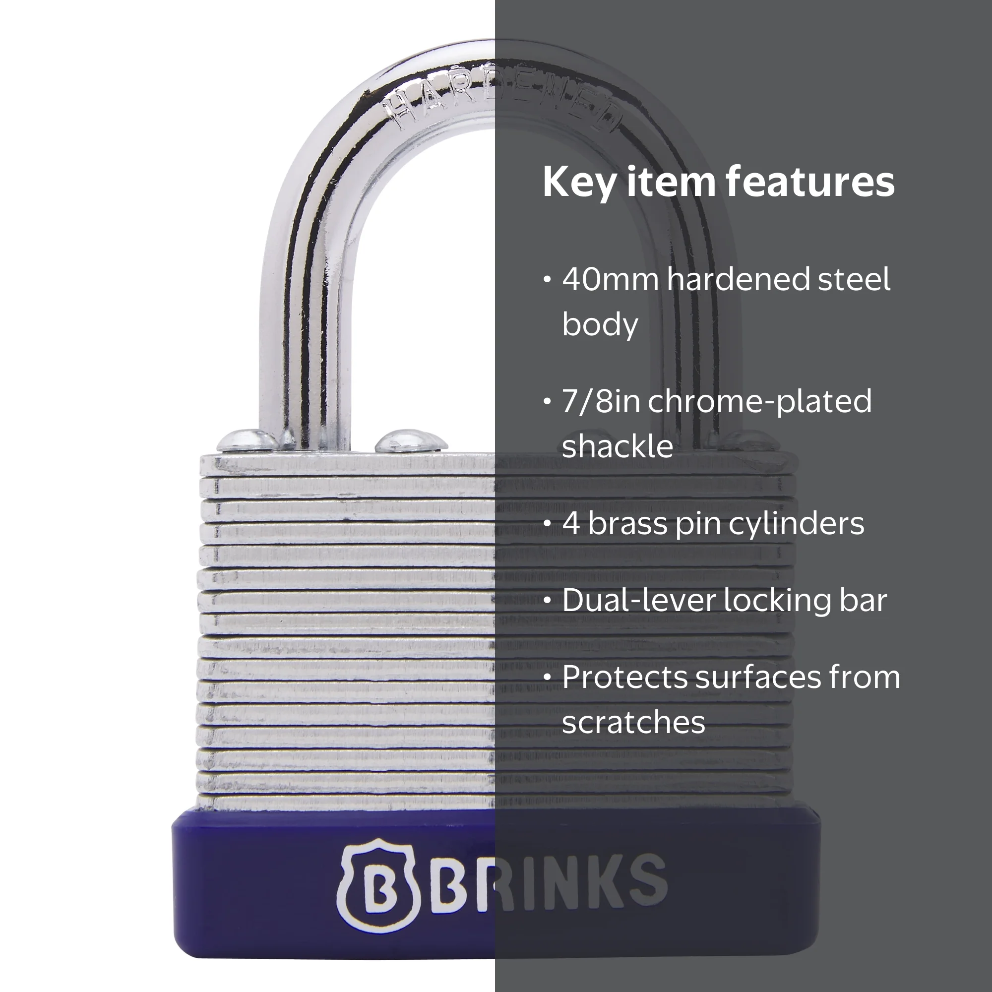 Brinks Laminated Steel 40mm Keyed Padlock with 7/8in Shackle