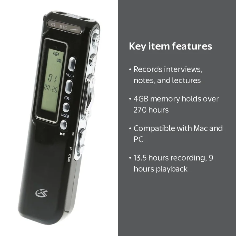 GPX Digital Voice Recorder, PR047B - Walmart.com