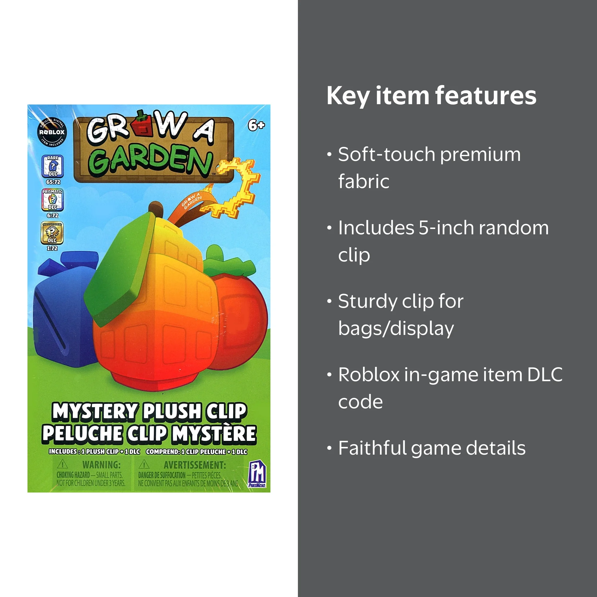 Grow a Garden Roblox Plush Clip Mystery Pack (1 RANDOM Clip On