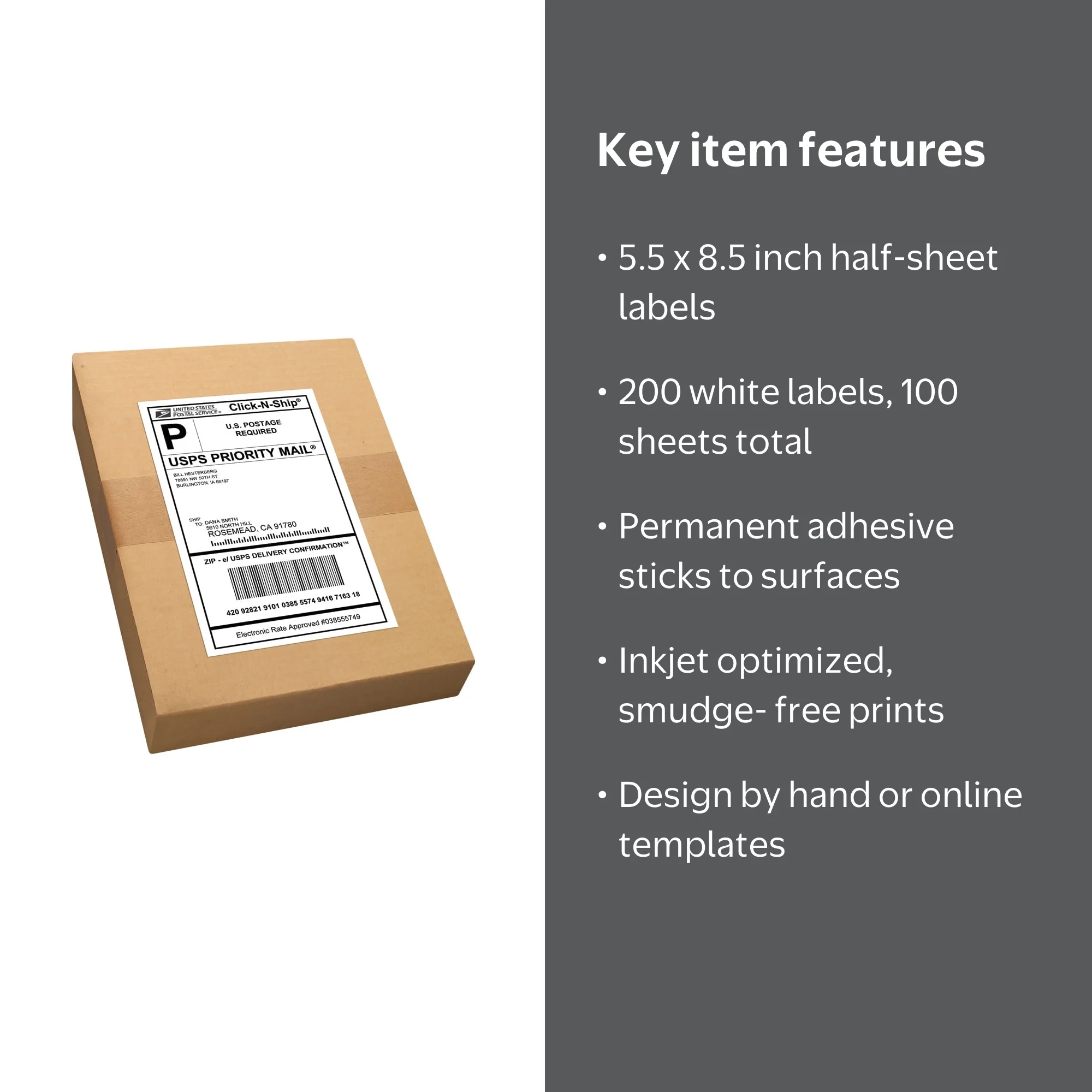 Avery Printer Print Address Mailing Labels, 5.5