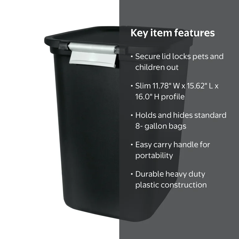 Hefty Kitchen Trash Can, 7.7 Gallon Plastic Lift Top Garbage