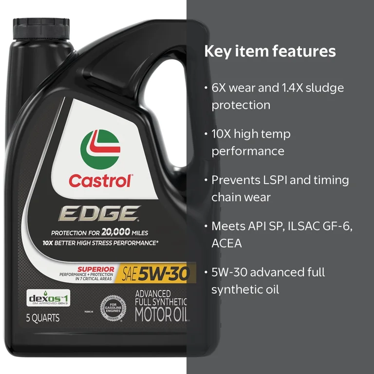 Castrol, Full Synthetic Motor Oil, 5W-30, 5 Quarts - Walmart.com Castrol, Full Synthetic Motor Oil, 5W-30, 5 Quarts - Walmart.com