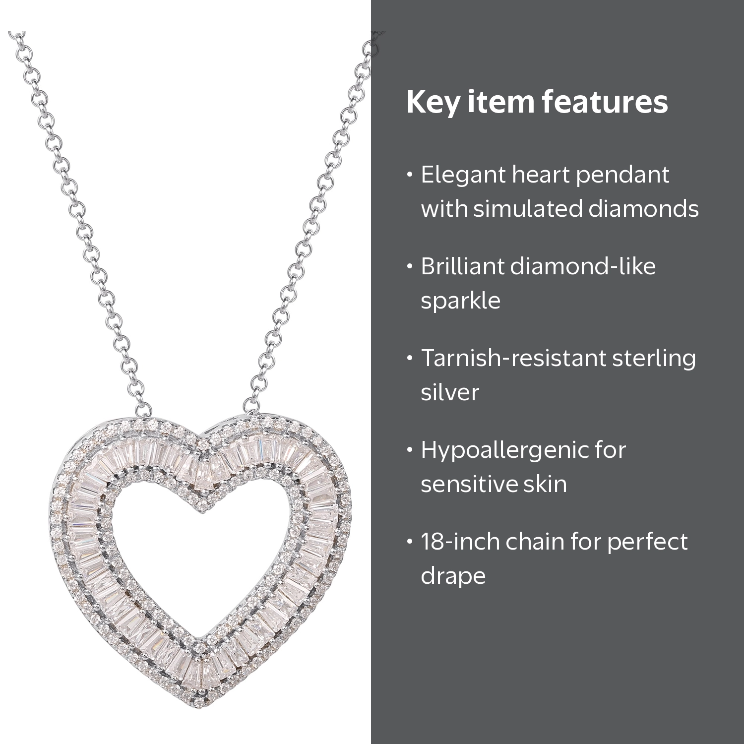 ブリリアント ハート(S) Brilliance Fine Jewelry Sterling Silver Simulated Diamond Heart