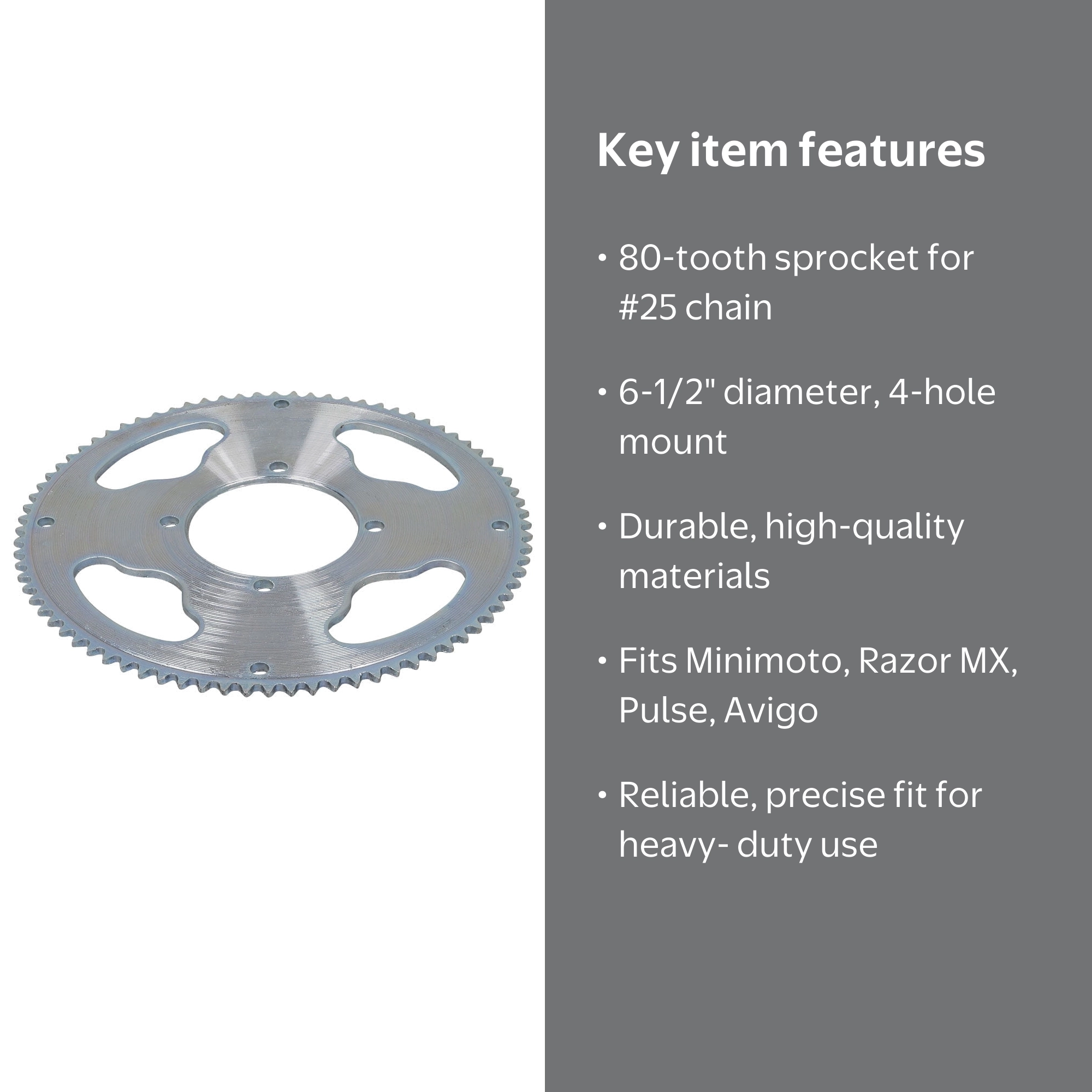 AlveyTech #25 Chain Sprocket 80 Tooth - Rear Drive Sprocket for