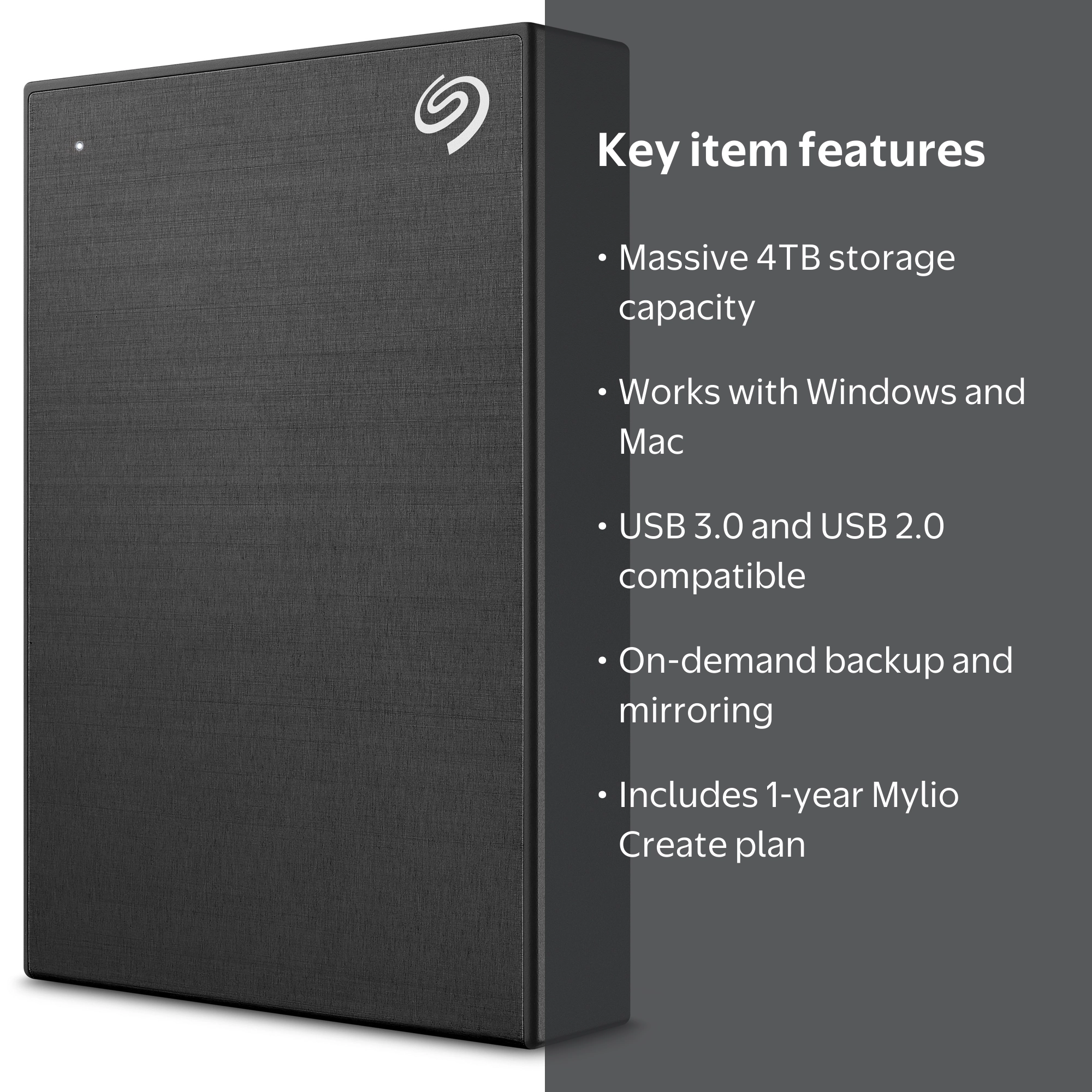 Seagate, External Hard Drive, 4TB Backup Plus Portable, Black