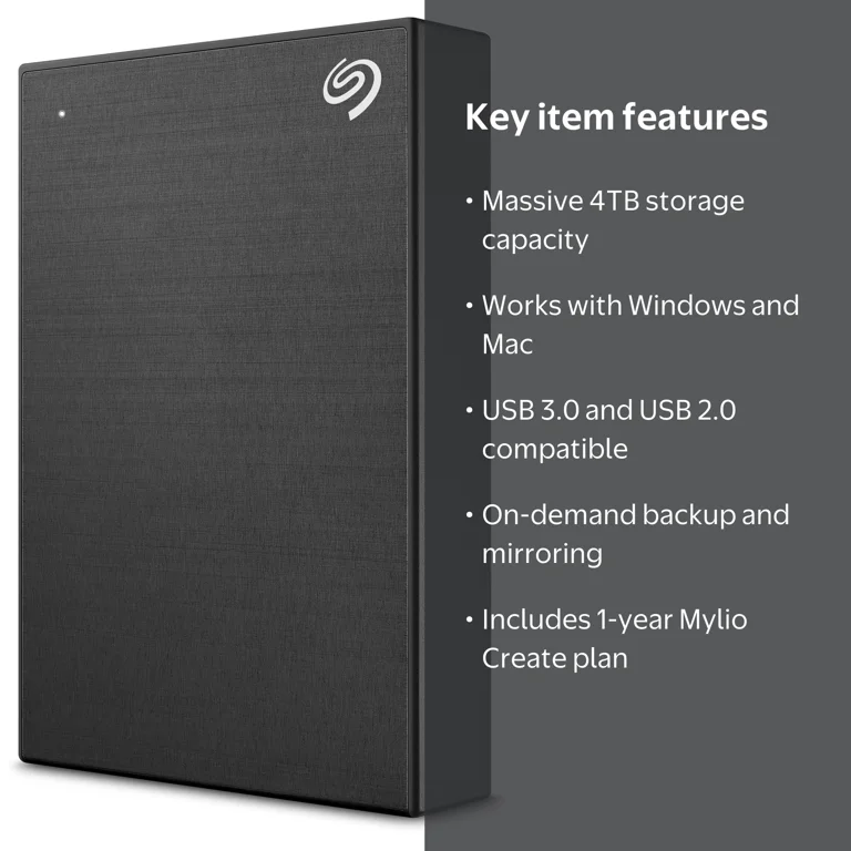 Seagate, External Hard Drive, 4TB Backup Plus Portable, Black