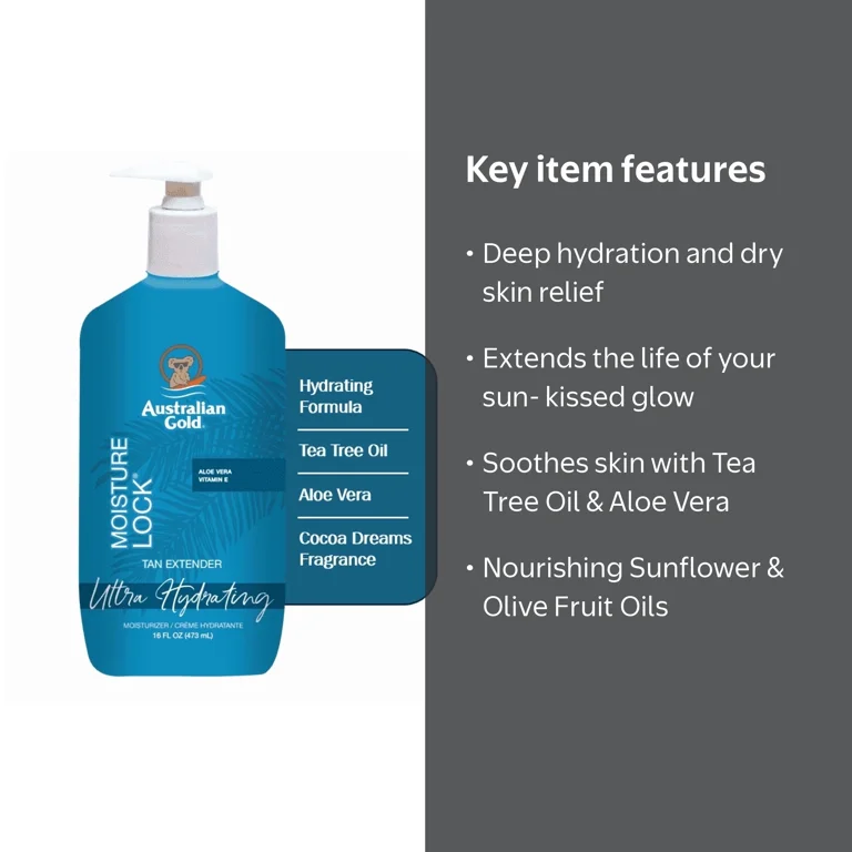 Australian Gold Moisture Lock Hydrating Tan Extender 16 Oz with