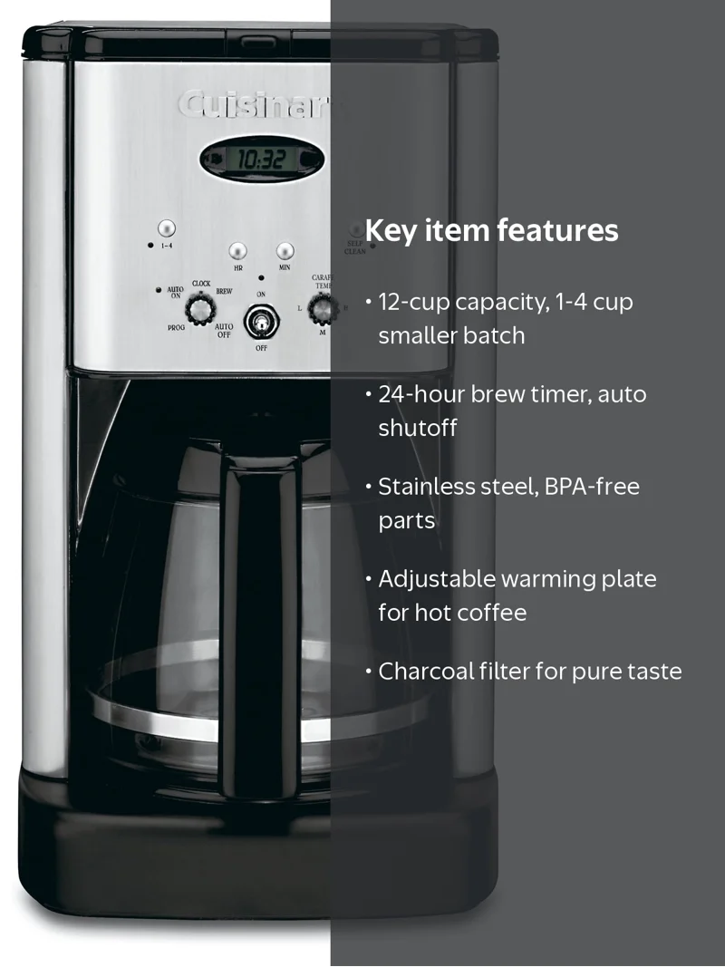 Cuisinart Brew Central 12 Cup Programmable Coffeemaker, Hot Water