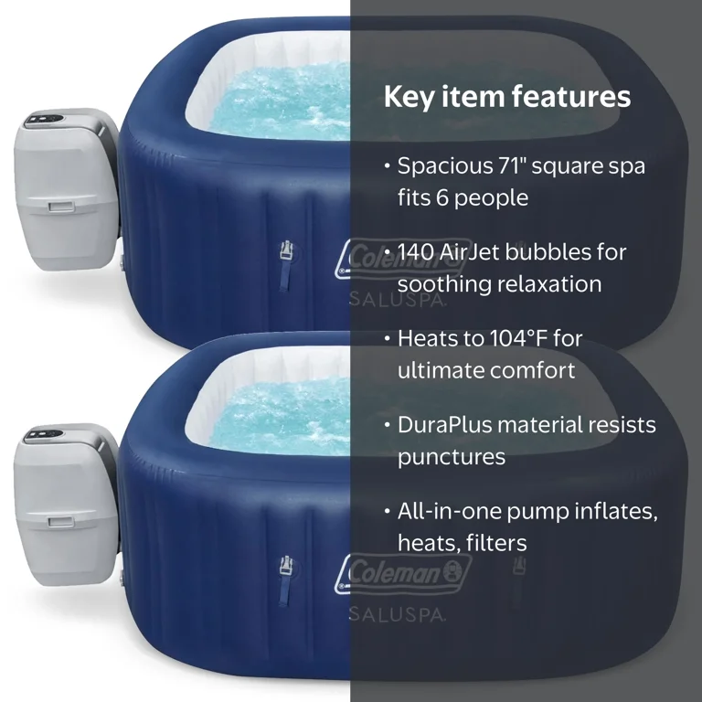 Coleman Atlantis AirJet Inflatable Hot Tub w/Cover & Pump #P09144
